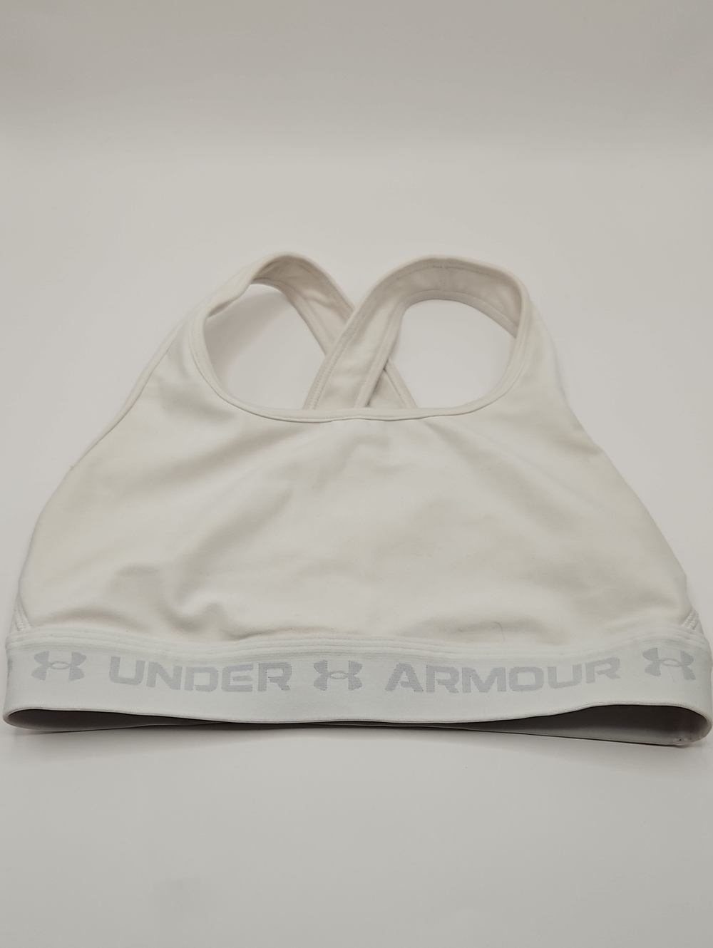 Under Armour White Crossback Sports Bra with Branded Elastic Band Small UA